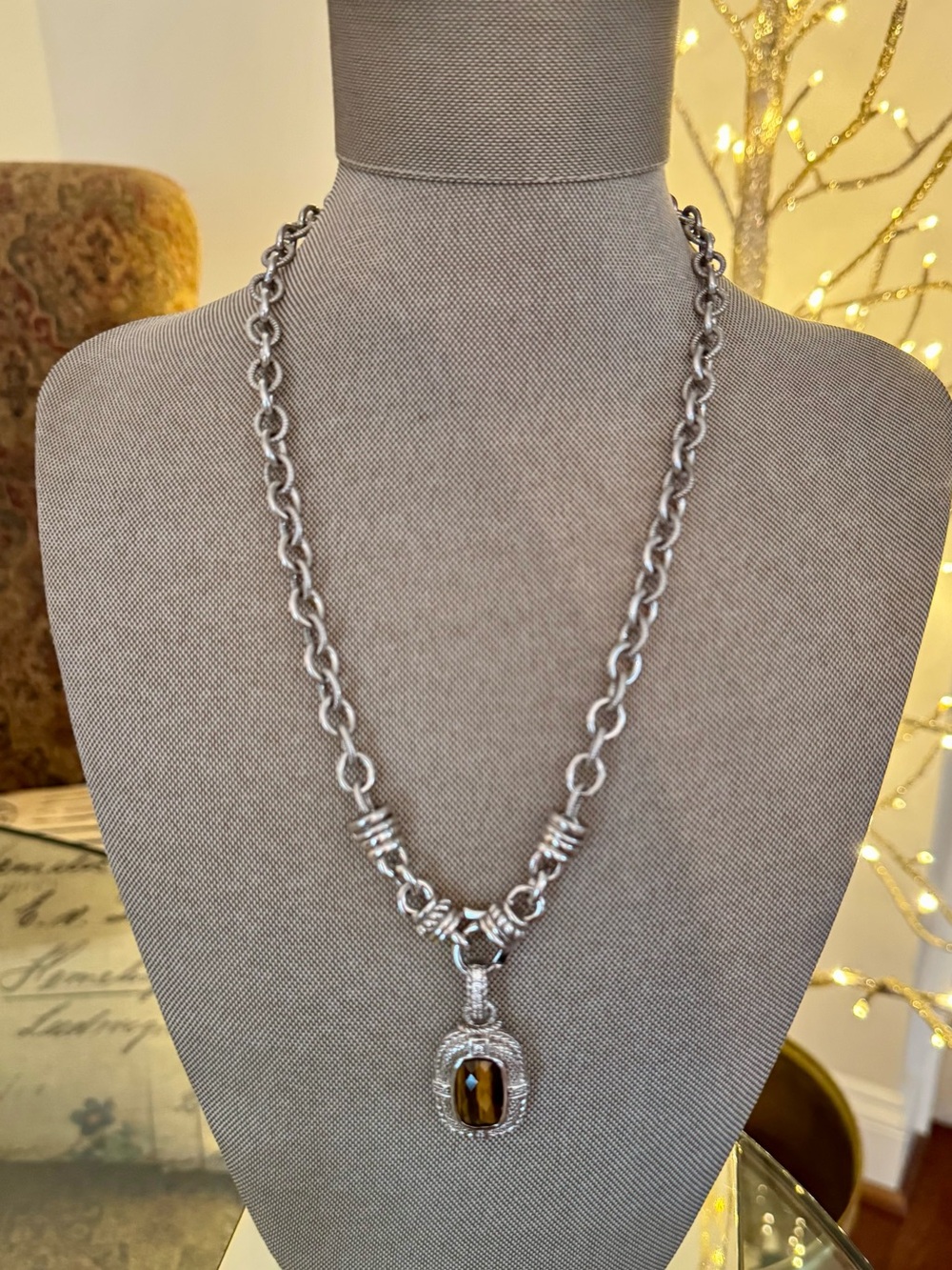 Judith Ripka Solid Silver Magnetic Necklace 17”